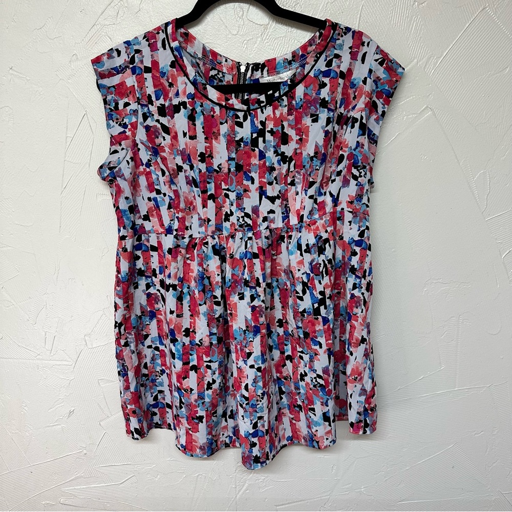 Motherhood Maternity Multicolor Floral Stripe Maternity Blouse